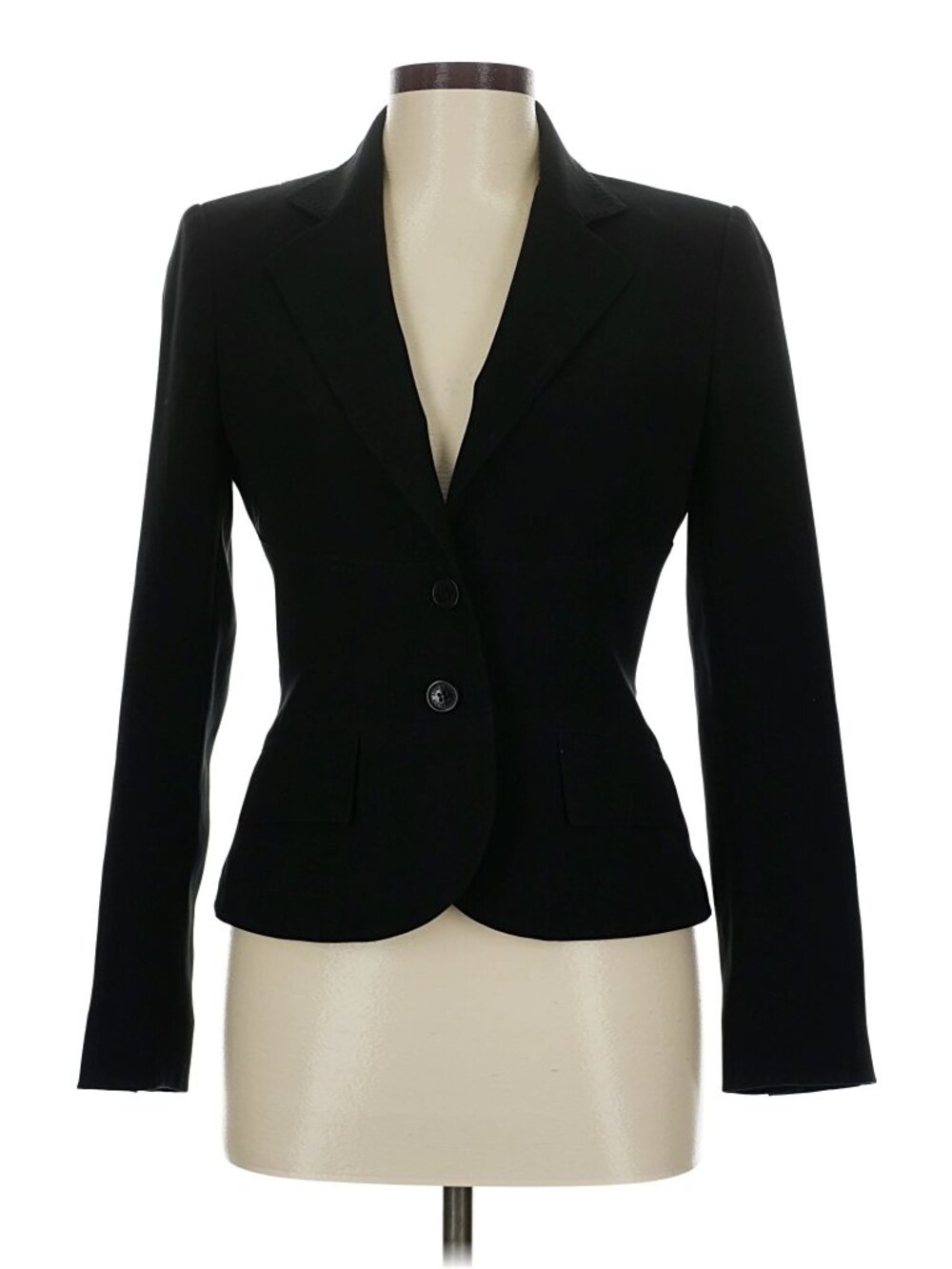 Anne Klein Career Two Button Cinched Waist Black Blazer Size 6